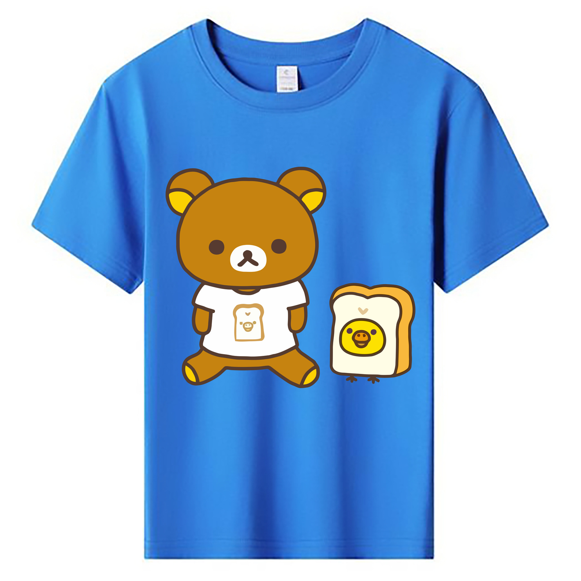 （画像用） リラックマ リラックマ キイロイトリ Rilakkuma Korilakkuma Kiiroitori 綿100％キッズTシャツ（フロントプリント）